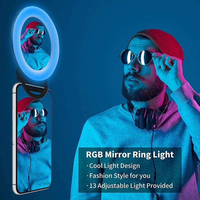 Bfollow 4 2 &quot15 Вт RGB селфи клип на кольцевой светильник мини светодиодная круглая