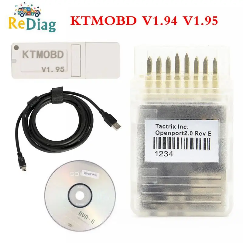 Высокое качество KTMOBD V1.95 V1.94 ECU программист и коробка передач Инструмент для обновления питания подключи и играй через OBD с кабелем Dialink J2534