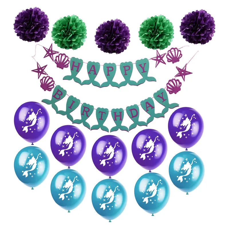 1 комплект гирлянда на день рождения вечерние летние баннеры в виде русалки флаги