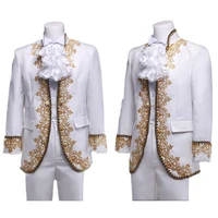 vintage men suits wedding tuxedos victorian mens court groom formal wear white jacket pants tie 3 pieces prom evening blazer