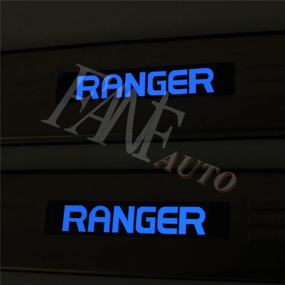 Накладка на порог из нержавеющей стали со светодиодной подсветкой для Ford Ranger T6 T7