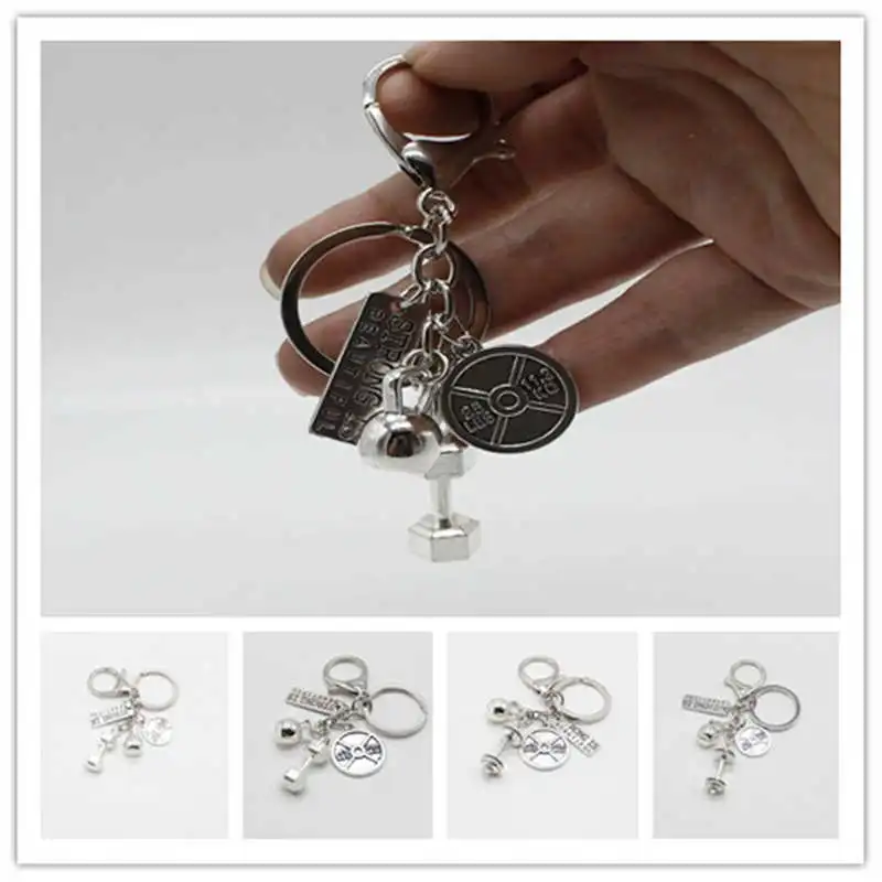 

Glamour personality creativity Power sports series jewelry gym dumbbell barbell pot men and women couple lobster buckle keychain