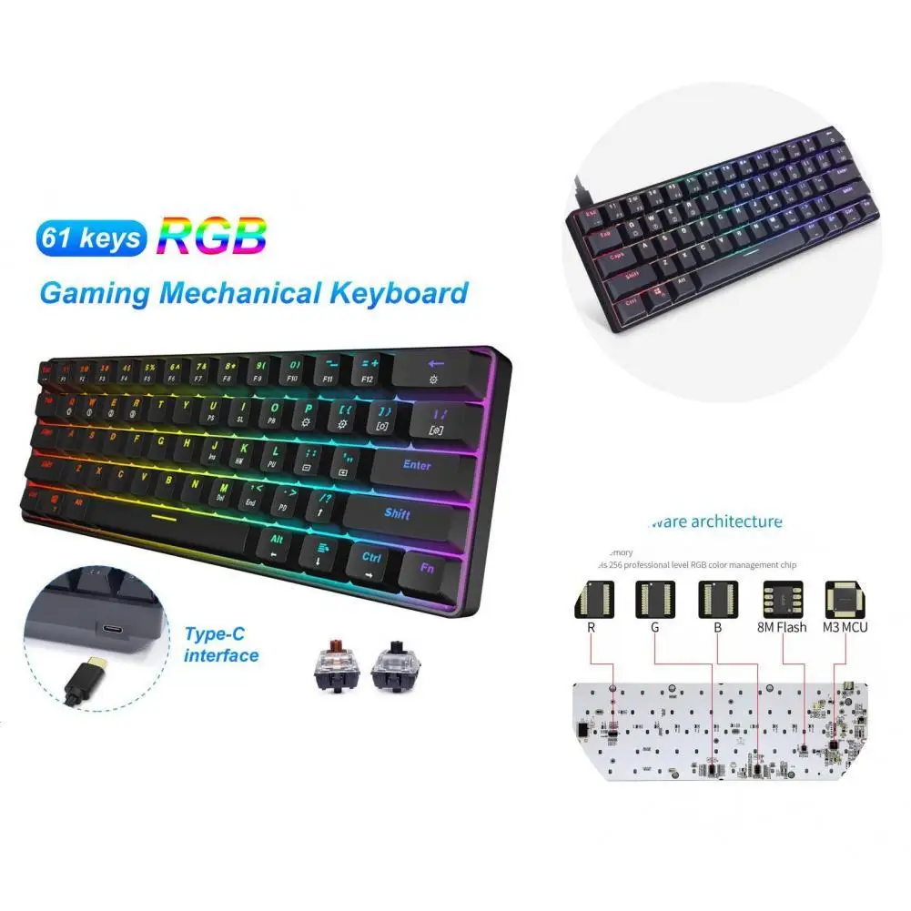 

Легкая в чистке стильная Проводная игровая клавиатура RGB, удобная настольная клавиатура с быстрым откликом для офиса