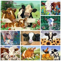 farm cow diamond painting mosaic full square round drill home decor diamond embroidery kit cattle animal picture of rhinestones