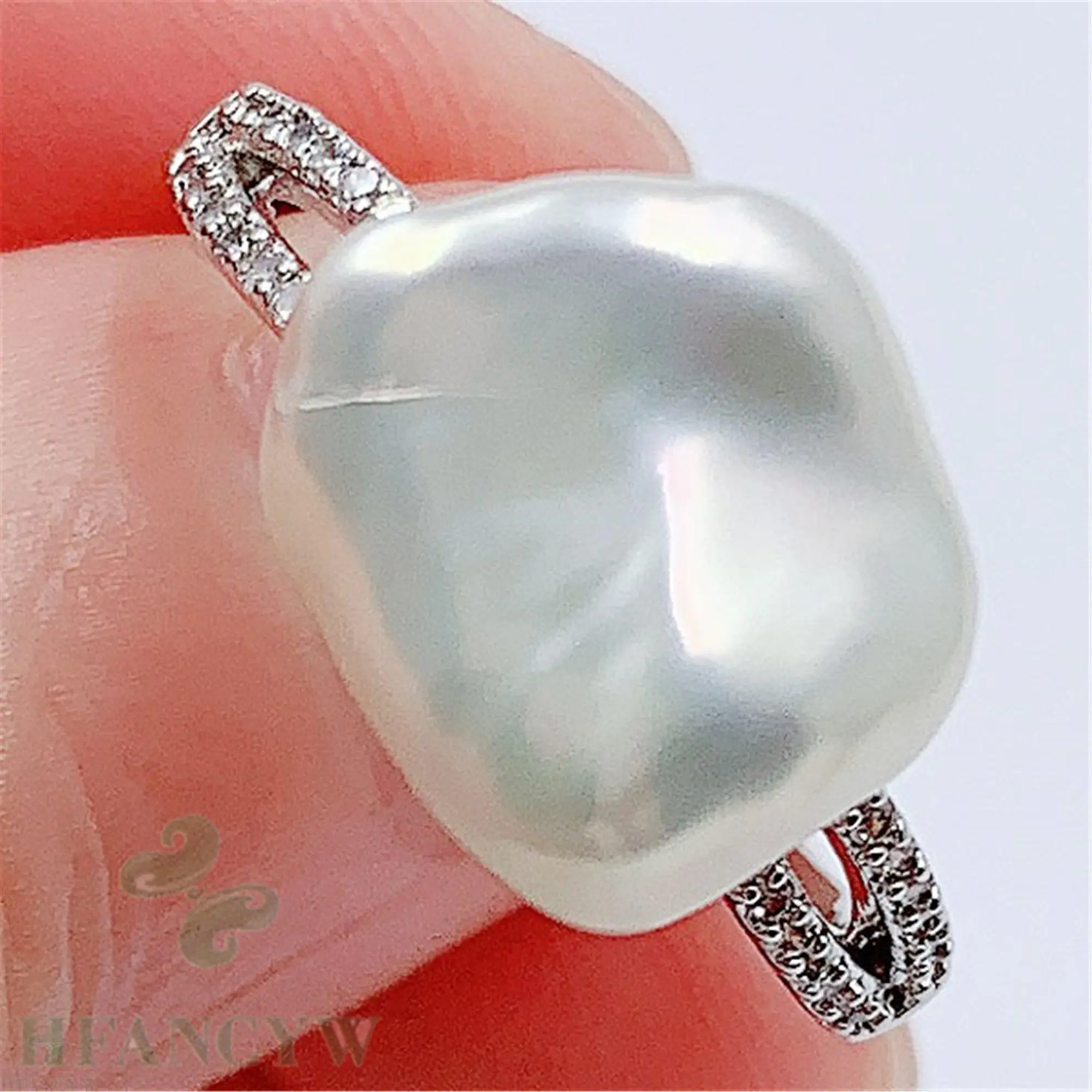 11x12 мм Белое серебряное кольцо с жемчугом в стиле барокко регулируемое