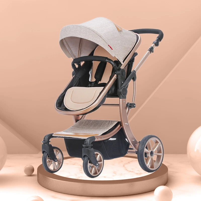 Baby Stroller High Landscape Two-way Four Seasons Folding Shock Absorber Can Sit and Lie Baby Stroller  Aluminum Stroller
