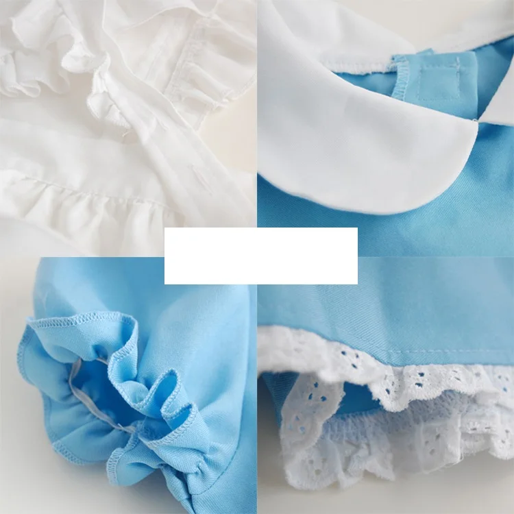 Детский синий костюм Алисы в стране чудес на Хэллоуин для детей вечерние костюмы