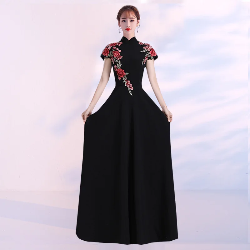 

Fashion Wedding Party Cheongsam Oriental Evening Dress Chinese Style Women Elegant Qipao Sexy Long qipao Retro Vestido XS-3XL