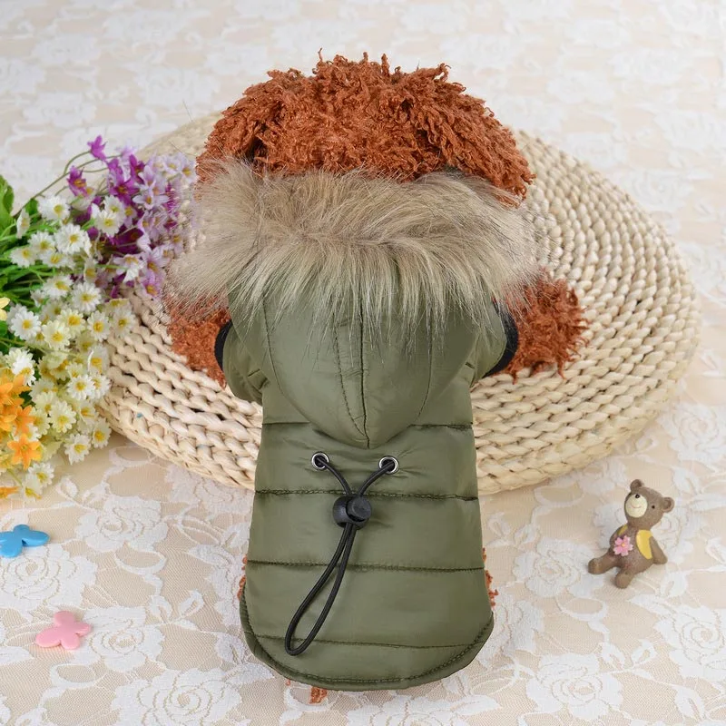 

Pawstrip наряды теплая одежда для маленьких собак зимнее пальто для собак чихуахуа с мягким меховым капюшоном Куртка для щенков Одежда для соба...