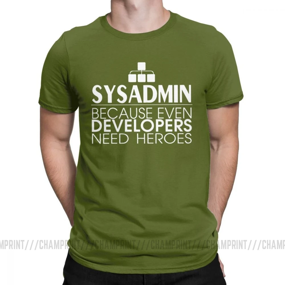 Мужские футболки, хлопковые футболки с героями Sysadmin, Linux, Sysadmin Unix, Debian Ubuntu Administrator, футболка, одежда, идея подарка - Цвет: Армейский зеленый