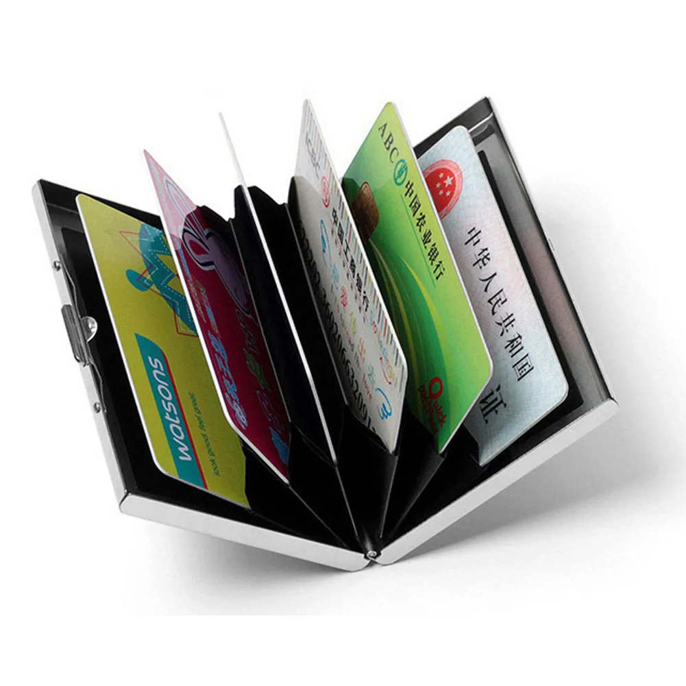 

High Quality Stainless Steel Metal Card Case Box Men Women Business Slim Credit Card Holder Protector Wallet Cover Coin Purse