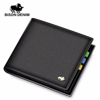 bison denim fashion genuine leather wallets slim business male pocket credit card holder purse wallet