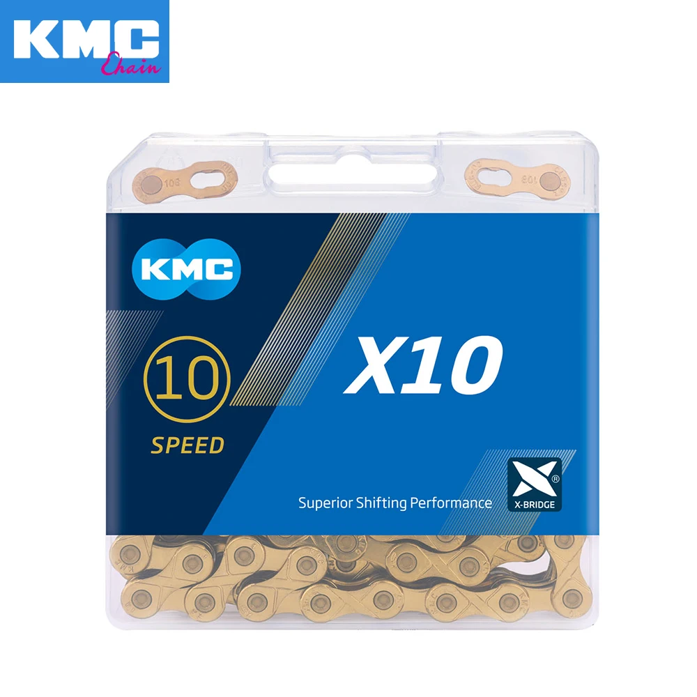 

Велосипедная цепь KMC X10 X10EL X10SL EPT для 10 скоростей 116L для SHIMANO SRAM MTB Road 10 s, переключатель, велосипедная цепь, золото, серебро, поставка