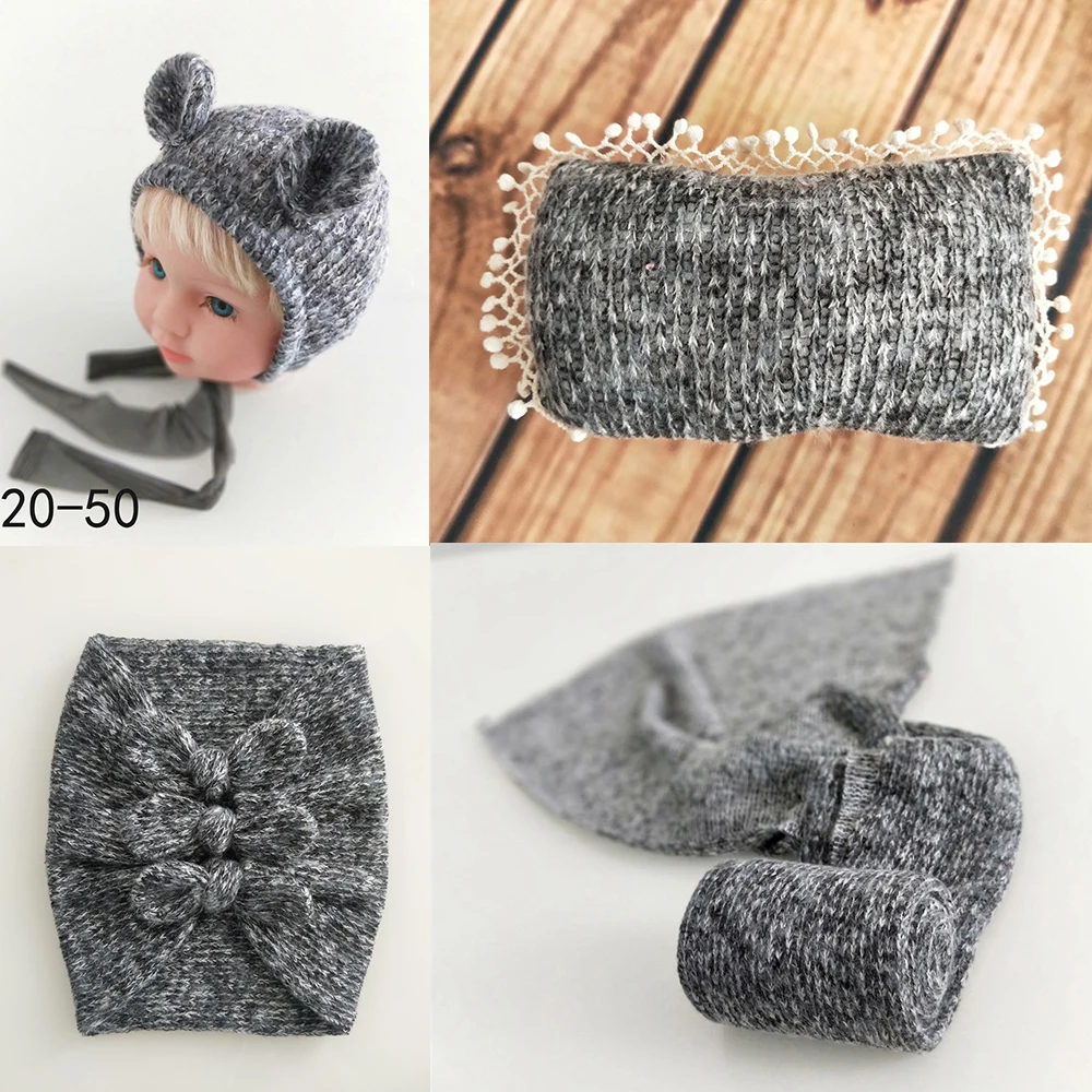 4pcs Sets 20-50 D& J 4 шт./5 шт. комплекты для новорожденных реквизит для фотосъемки ребенок позирует подушку шляпа капот обертывания фоновое одеяло Fotografia студия реквизит - Цвет: 4pcs Sets 20-50