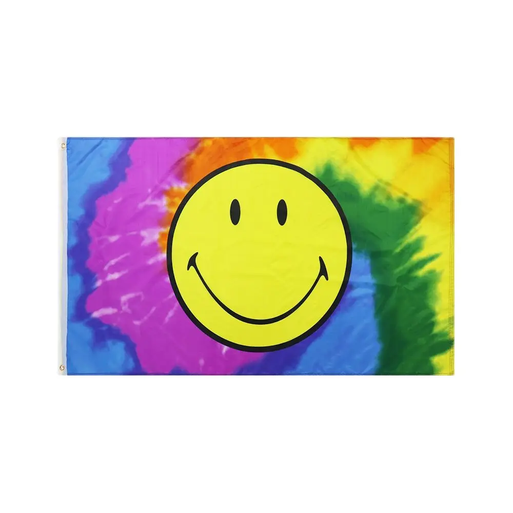 

FLAGICTS 3x5 Ft Tie-dye Smiley Rainbow Flag
