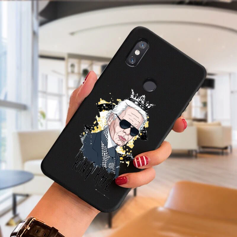 

Fashion Brand designer KARLs black TPU soft phone case for Redmi Note5 Note5A Note 6Pro Note7 Note8 Note9 Pro Max cover