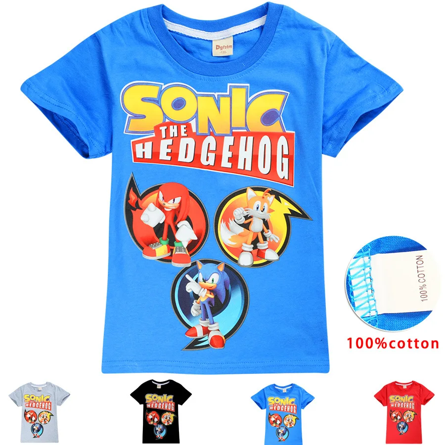 С Ёжиком Соником детская одежда с мультяшным принтом для маленьких мальчиков и