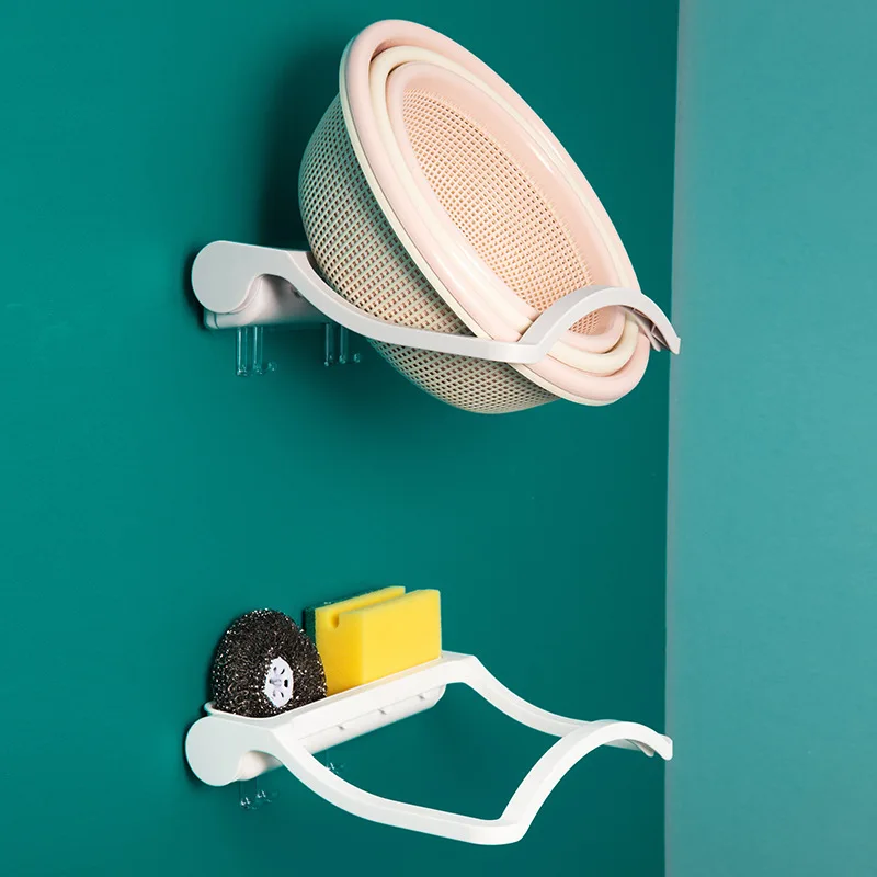 

Wall-mounted Storage Rack Punch-free Kitchen Storage Shelf Sponge Dish Cloth Finishing Rack Foldable Washing Basket Drain Shelf