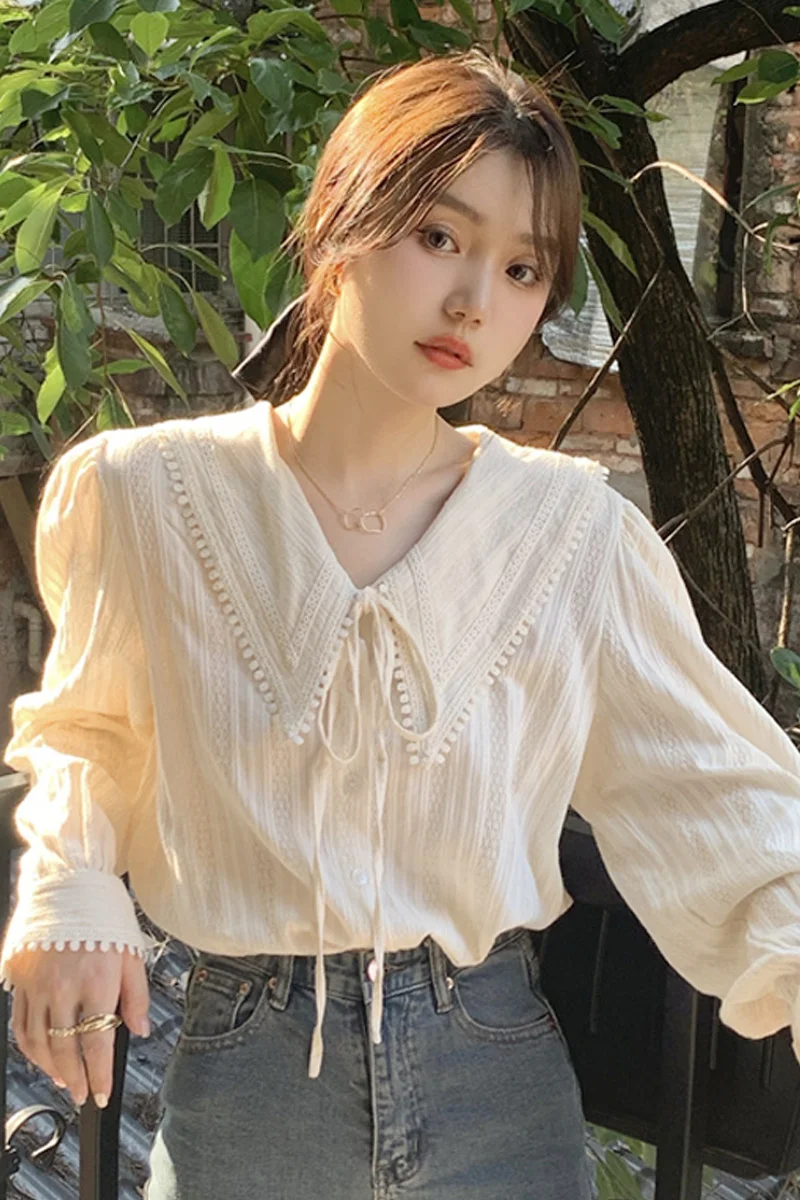 Детская рубашка с воротником Женская раннего дизайна чувство нишевой длинным