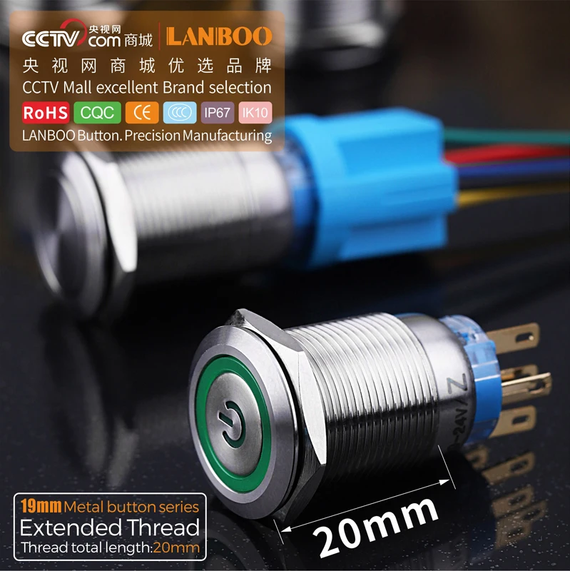 Кольцо переключателя LB19L светодиодный ное 12 В 220 В|Выключатели| |