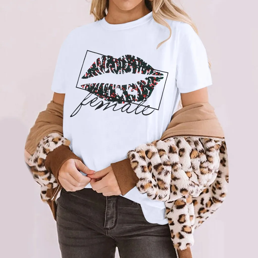 Женская футболка с короткими рукавами белая Повседневная цветочным принтом и