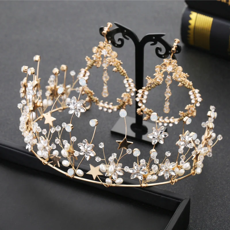 HIMSTORY популярные европейские винтажные золотые звезды невесты Тиара короны с