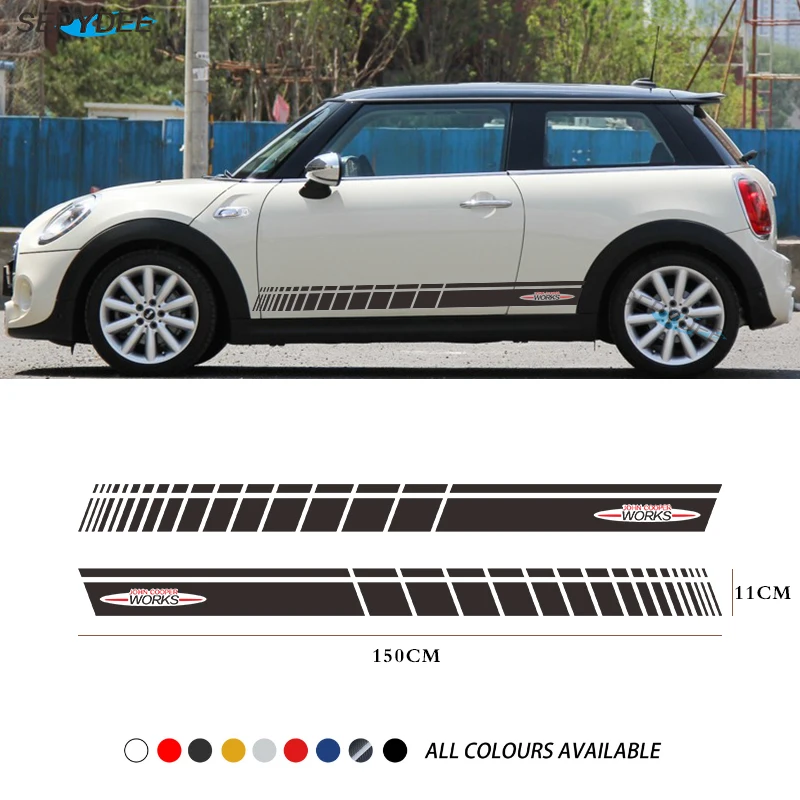 2 шт. наклейка на боковую юбку для автомобильной двери наклейки талию Mini Cooper S JCW R53