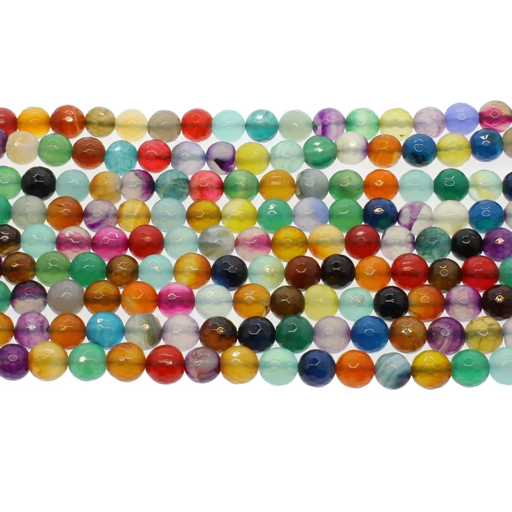 Разноцветные глянцевые круглые бусины из натурального камня для изготовления