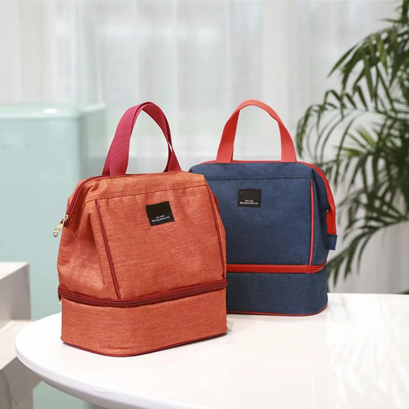 Подвесная двухслойная изолированная сумка для ланча с молнией сумки