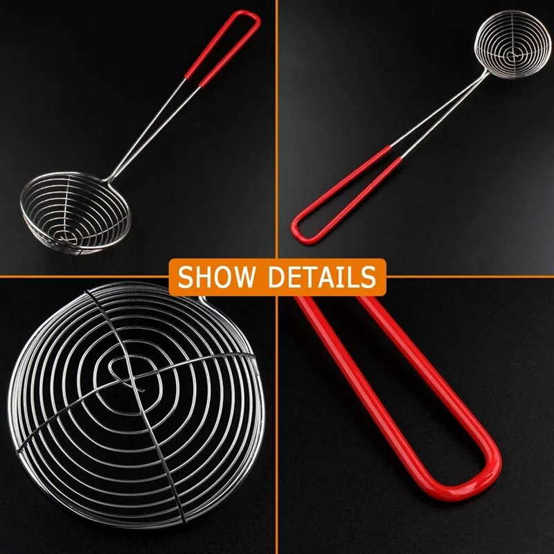

8 Pieces Stainless Steel Spider Strainer Spoon Small Wire Skimmer Colander for Hot Pot, Tortellini and Meatball