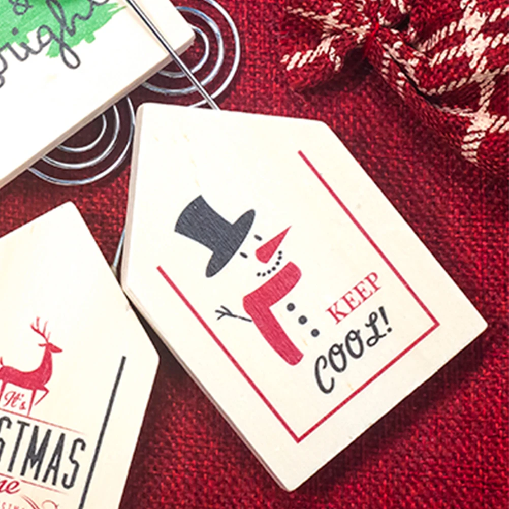 1pc Snow Man Printed Wooden Christmas Card Clips Message Photo Holder Stand Ornament Wood Memo Clip | Дом и сад