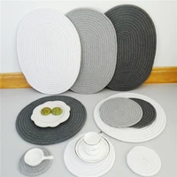 round oval cotton rope placemat hand woven table mat non slip disc bowl drink coaster insulation pad holder kitchen tool