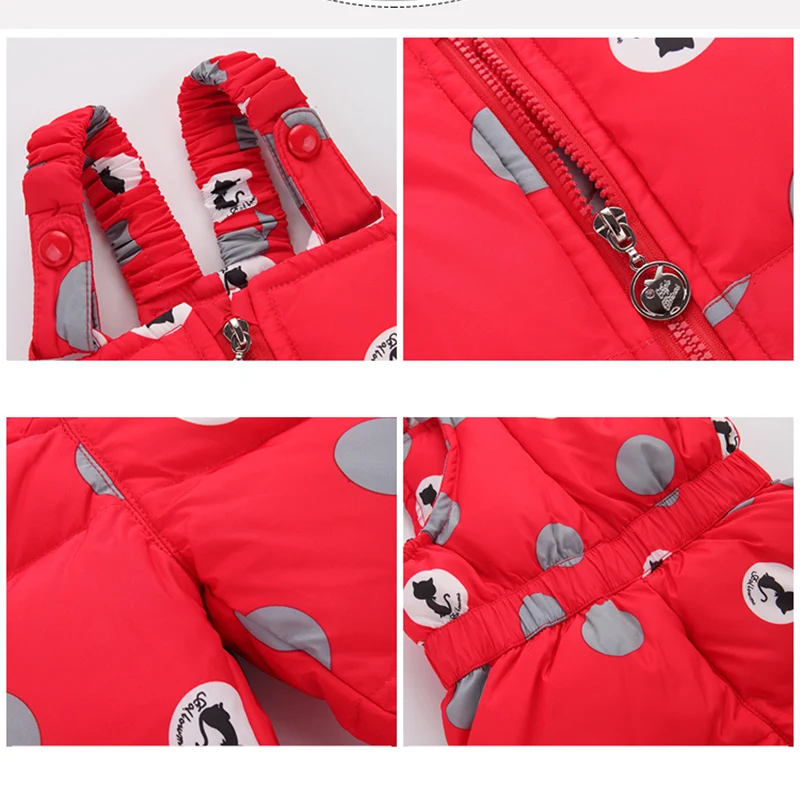 Детский костюм на утином пуху зимний лыжный для мальчиков и девочек-30 градусов