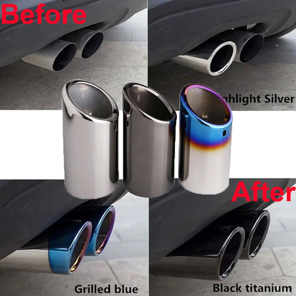 

2Pcs Auto Car Exhaust Muffler Tip Pipes Covers Fit for VW Tiguan Passat B7 CC Audi A3 8P A4 B8 Q5 A1 2009-2015 Car Accessories