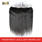 Перуанские натуральные волосы BAISI, швейцарские, прозрачные, прямые, средние, коричневые, фронтальные, 13x4 100% человеческие волосы