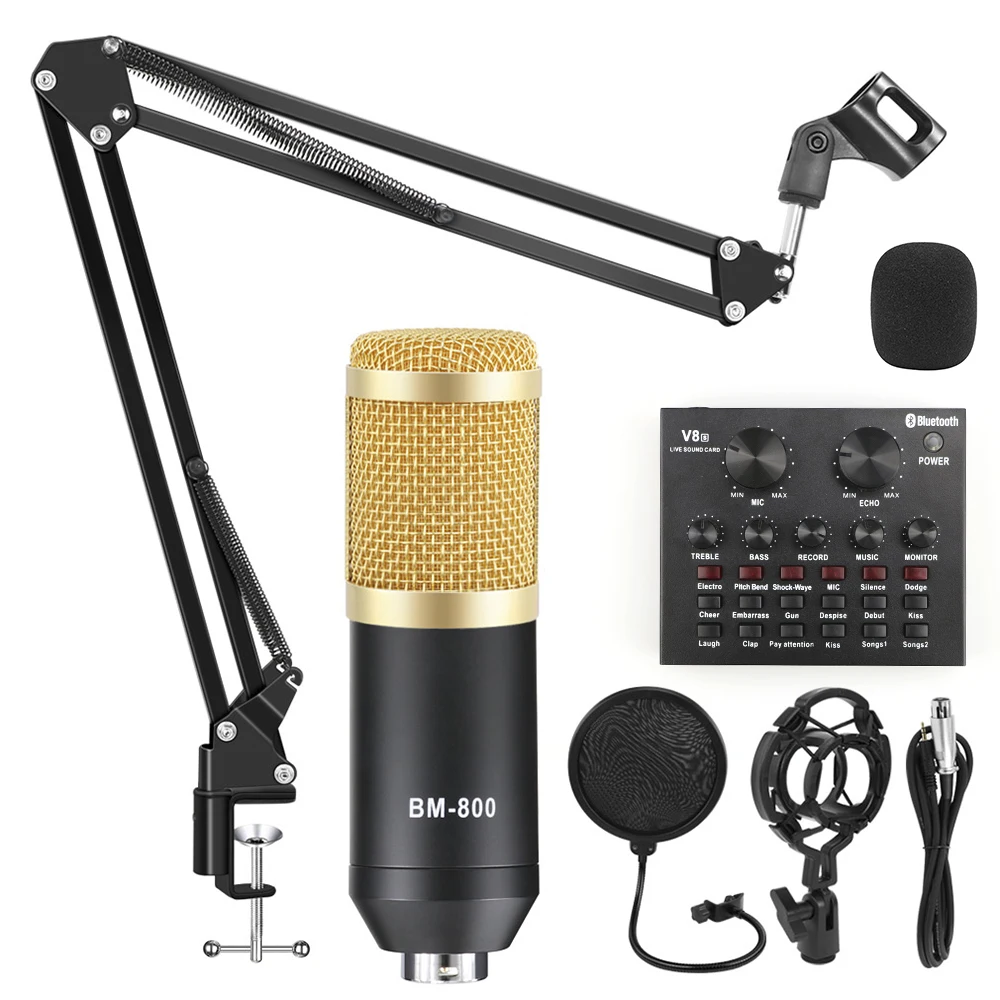 

Microphone Studio Recording Kits bm800 Condenser Microphone for Computer Phantom Power bm-800 Karaoke mic Sound Card