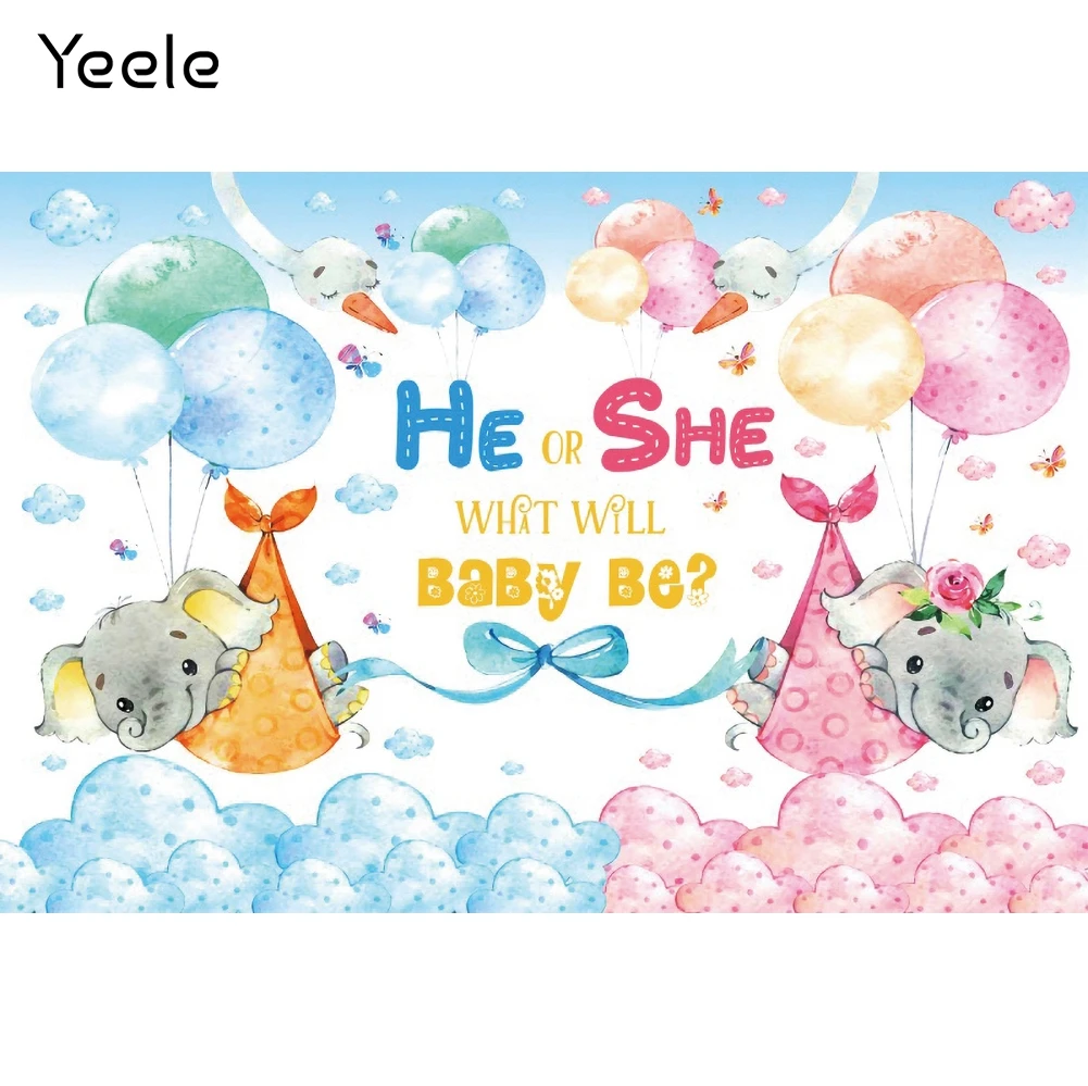 

Yeele Baby Shower Elephant Backdrop For Photography Boy Or Girl Gender Reveal Party Background Photocall For Photo Studio Props