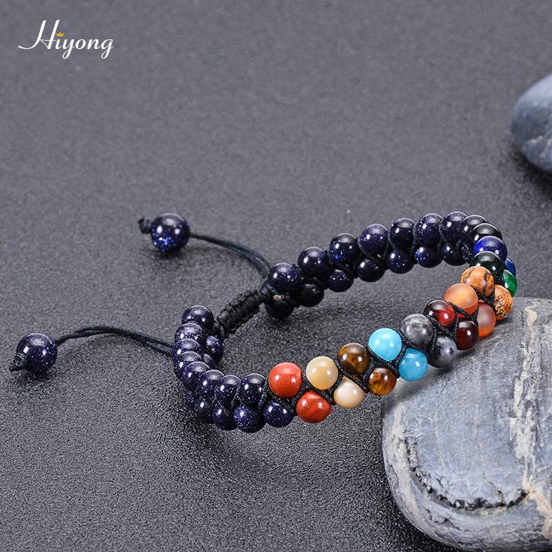 Planet bracelet(6mm) HIYONG тигровый глаз и лавовый камень рок эфирное масло диффузор Браслет натуральные лечебные камни бусины браслет 8 мм регулируемые браслеты для мужчин - Окраска металла: Planet bracelet(6mm)
