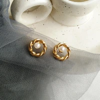 tide joker character distortion geometry of twist shape earrings contracted joker pearl earrings