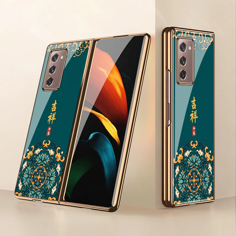 

Fashion Luxury Electroplating Shockproof Case For Samsung Galaxy Z Fold2 Chinese style phone cover For galaxy z fold 2 Cases