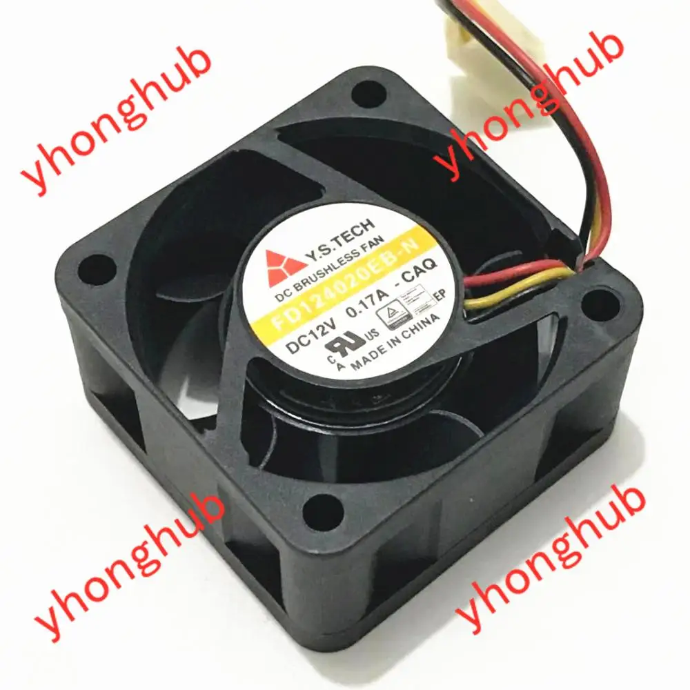 Y.S TECH FD124020EB N ayt DC 12V 0.17A 40x40x20 мм 3 провода Сервер вентилятор охлаждения|Кулеры и