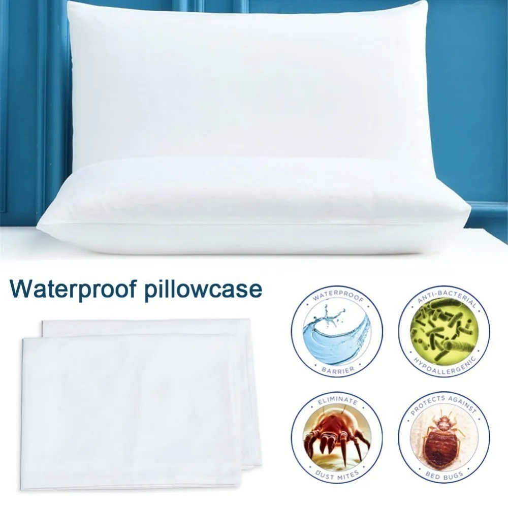 2 шт./компл. водонепроницаемый чехол для подушки на молнии с защитой от клещей и