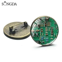 novelty computer circuit board brooches complex computer electronic circuit lapel pins badges geek jewelry badge accessories