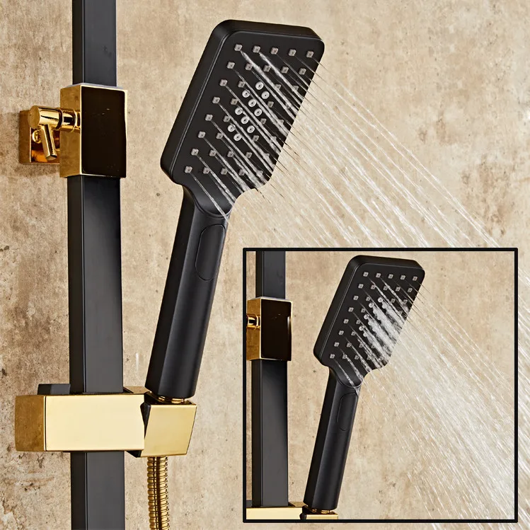 black gold shower set sdsn quality brass bathroom shower faucet 10 inch square rainfall shower head digital bath shower set free global shipping