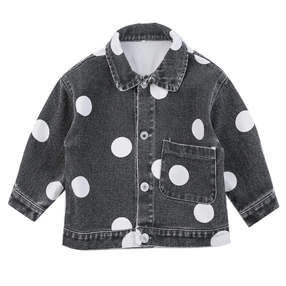 

Spring Autumn Baby Girls Denim Coats Infant Kids Long Sleeve Polka Dots Jackets Casual Loose Outerwear Toddler Children Clothes