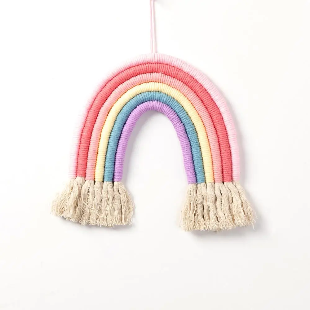 

Cotton Rope Rainbow Wall Hanging Decoration Handmade Woven Rainbow Garland Nordic Baby Room Accessories Teepee Decoration
