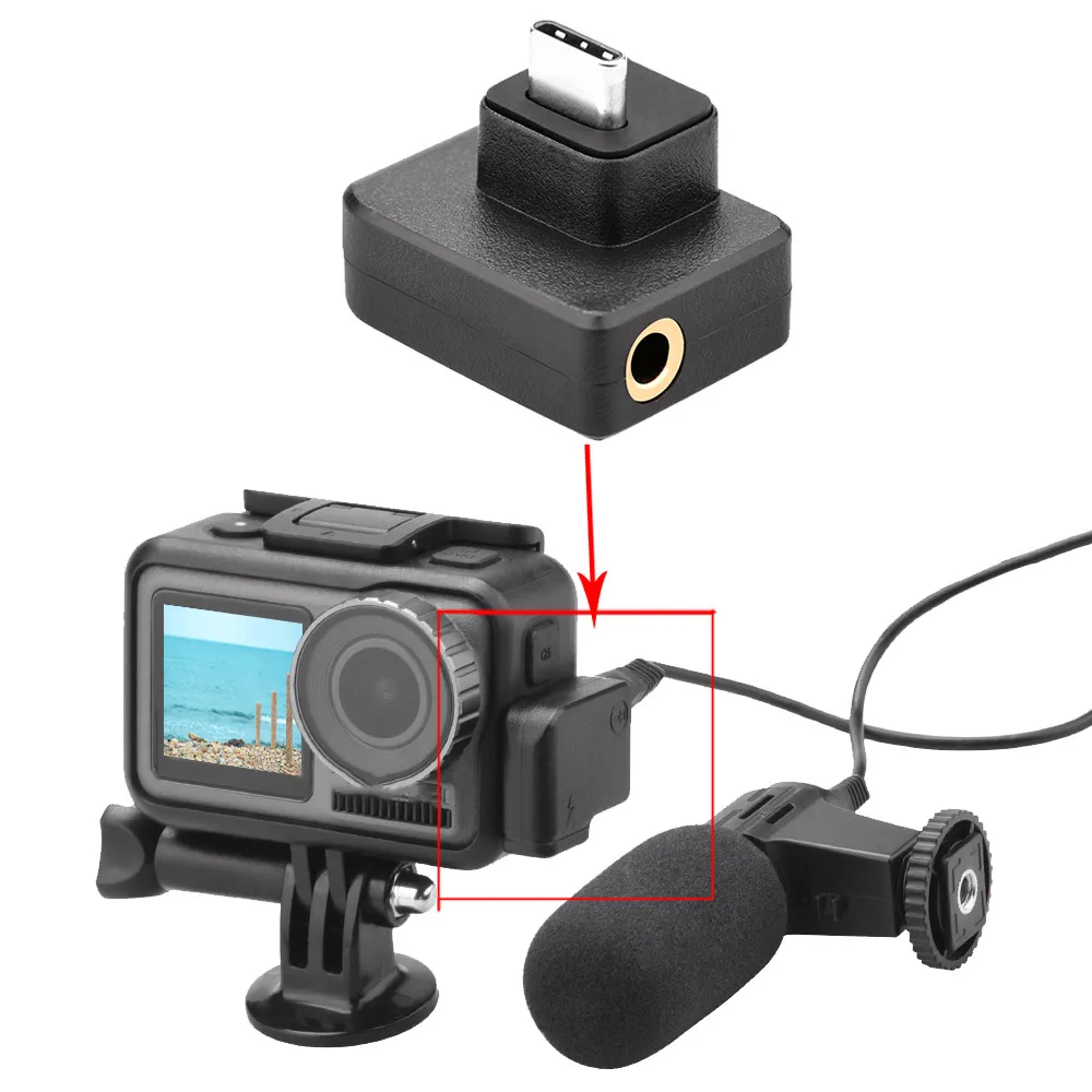 Микрофон 3 5 мм/USB C адаптер для DJI OSMO Action Audio внешний мм крепление микрофона dji osmo