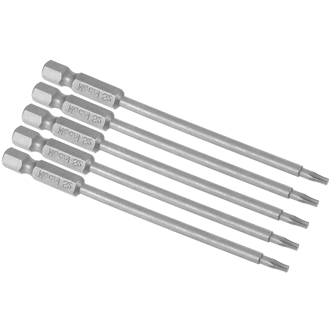 

uxcell 5PCS Torx Screwdriver Bits 1/4-Inch Hex Shank 100mm Length T9 Magnetic Security Star Screw Driver S2 Bit