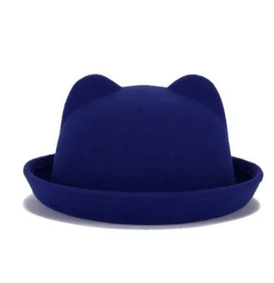 Royal blue SUOGRY новое поступление женская зимняя Осенняя уникальная Милая шерстяная фетровая шапочка с кошачьими ушками, Рождественская Кепка для девочек - Цвет: Royal blue