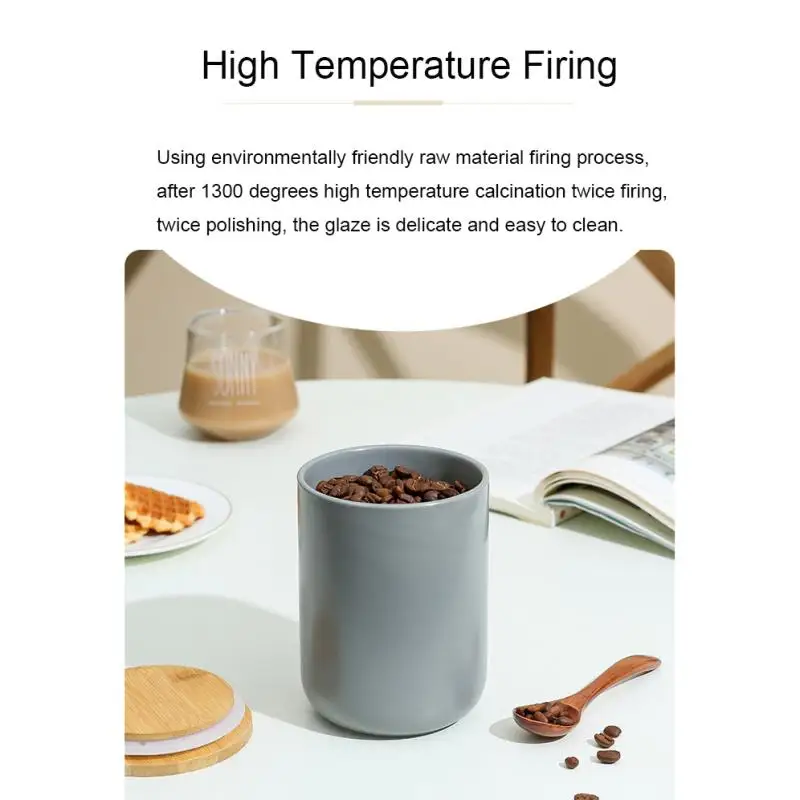

Kitchen Sealed Ceramic Storage Jar Spice Container Nordic Gray Storage Jars Salt Storage Bottle With Bamboo Cover Coffee Tea Jar